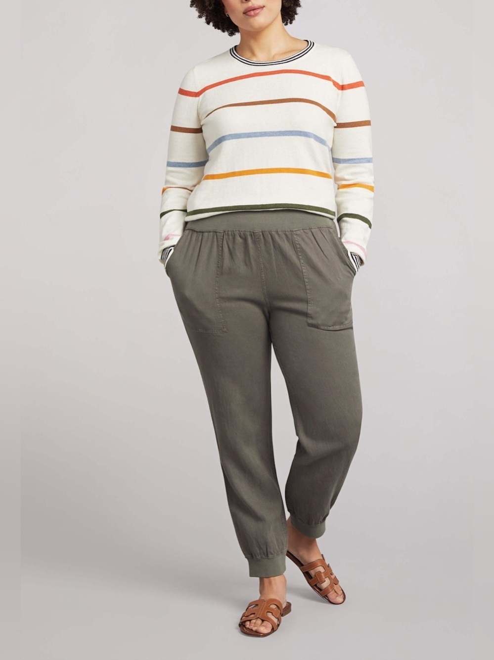 Faherty Arlie Day Taper Pants Womens Green Linen Blend